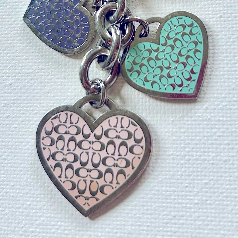 Coach Silver and Multicolor Heart Keychain - Picture 3 of 3